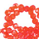 Abalorios de vidrio redondos facetados 4mm - Rojo exótico-revestimiento pearl shine